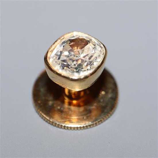 A yellow metal and diamond set dress stud,